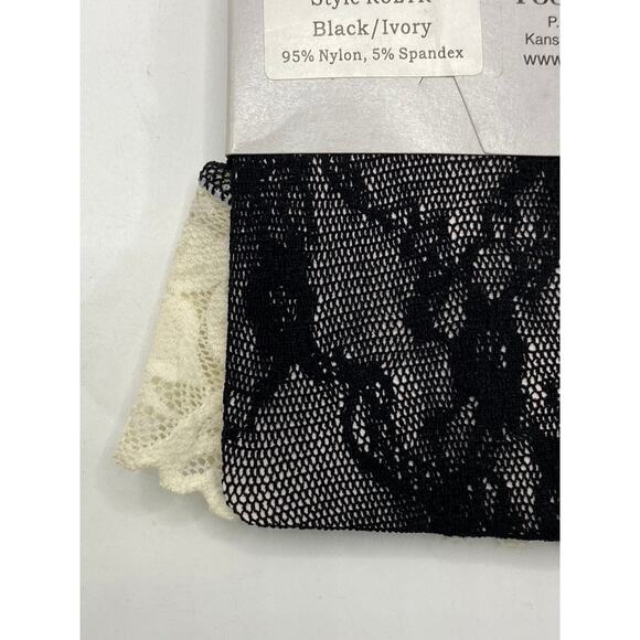 FOOT TRAFFIC Women's Ivory-Black Lace Colorblock Knee High Trouser Socks SZ OS - Picture 5 of 7